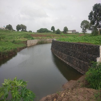 Channel lining with with TechFab Metal Gabion