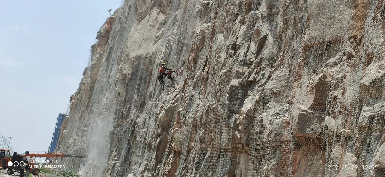 Rockfall Protection Works Near Biodiversity Park Road, Hitech City, Hyderabad