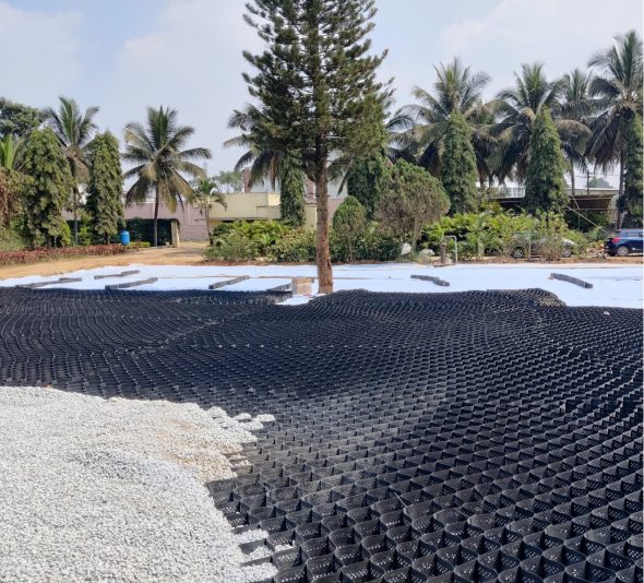 Ground Improvement using Geocell for Trucks Parking Area at Venkateshwara Fibre Udyog Factory, Bangalore.