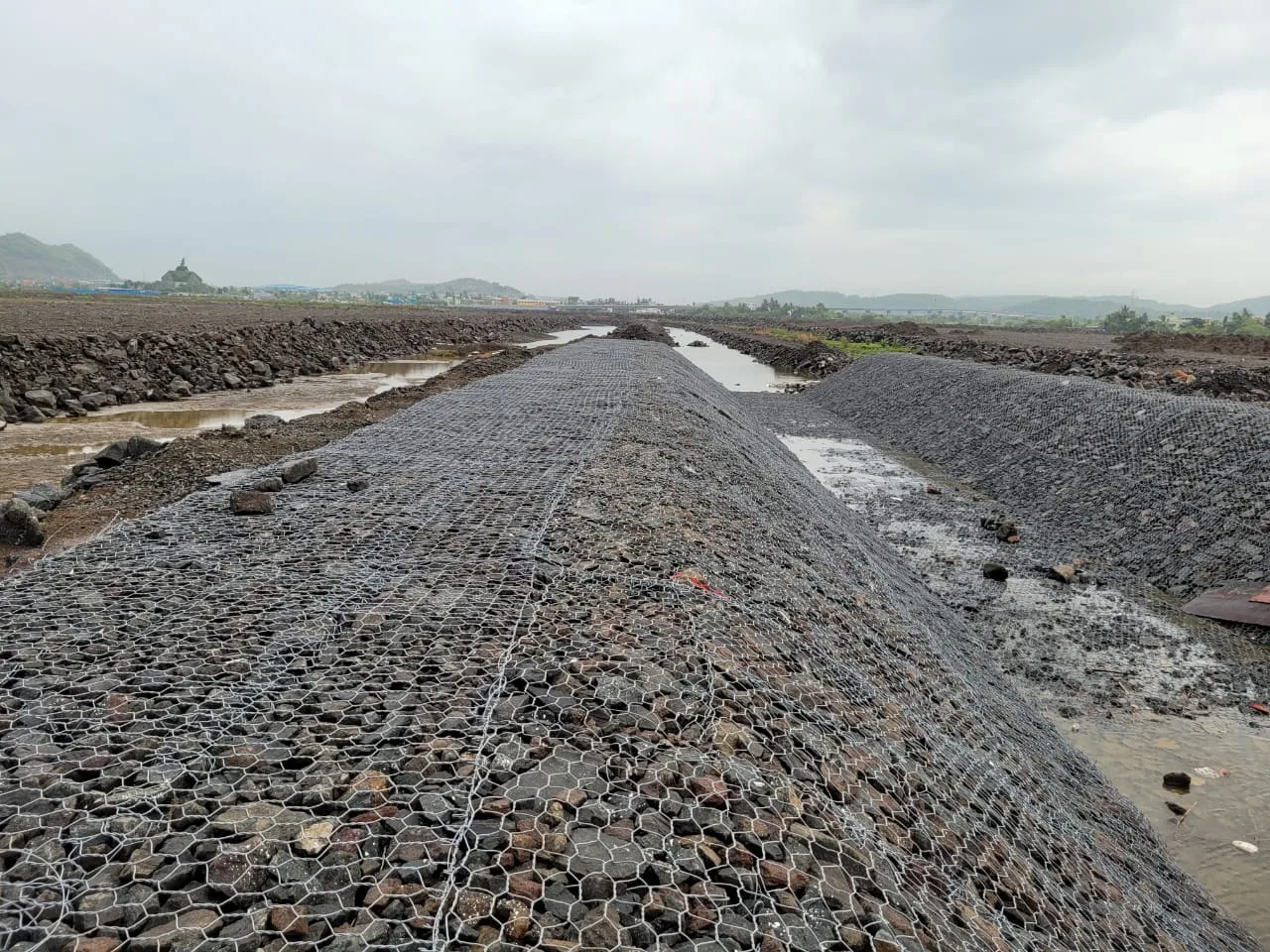 Channel Lining using TechFab Metal Gabion Mattress at Dronagiri, Navi Mumbai, Maharashtra