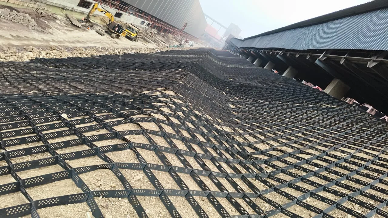 Slope Protection Works using TechFab Green Retaining Wall (Green Gabion Wall System) and Geocell at JSW Steel Ltd., Vijayanagar Works, Bellary, Karnataka