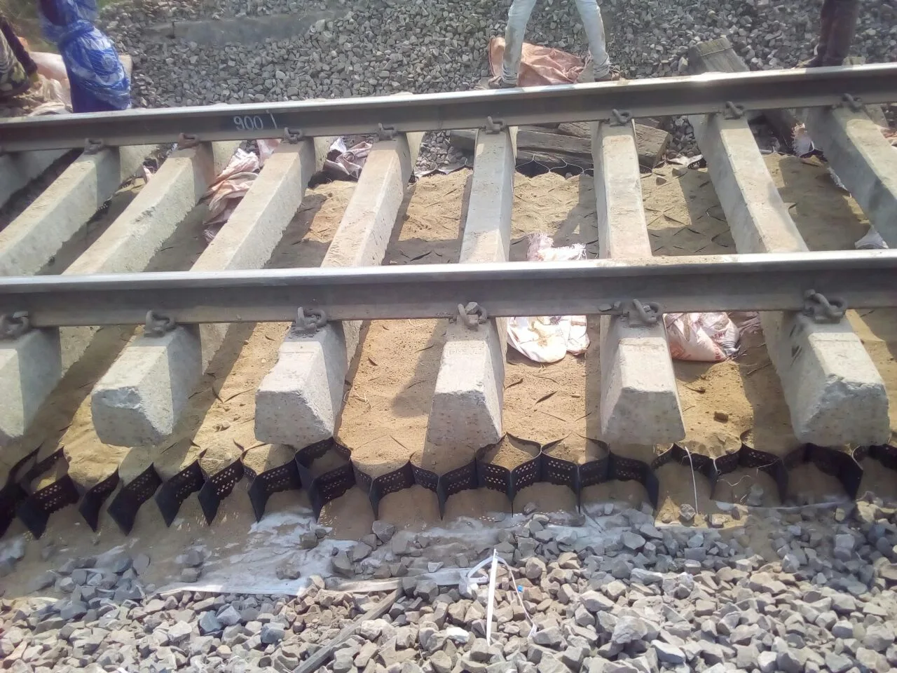 TECHCELL GEOCELL AND TECHGEO NONWOVEN GEOTEXTILE FOR TRACK BED STABILIZATION FOR KOTA RAILWAY AT KOTA IN RAJASTHAN