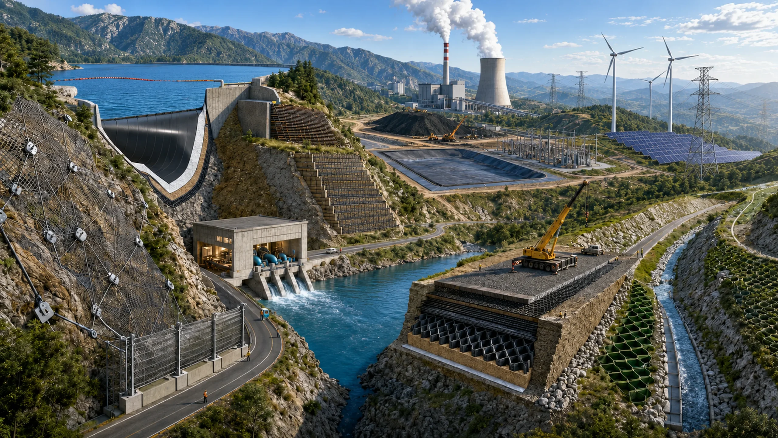 Integrated geosynthetic solutions across power-sector infrastructure