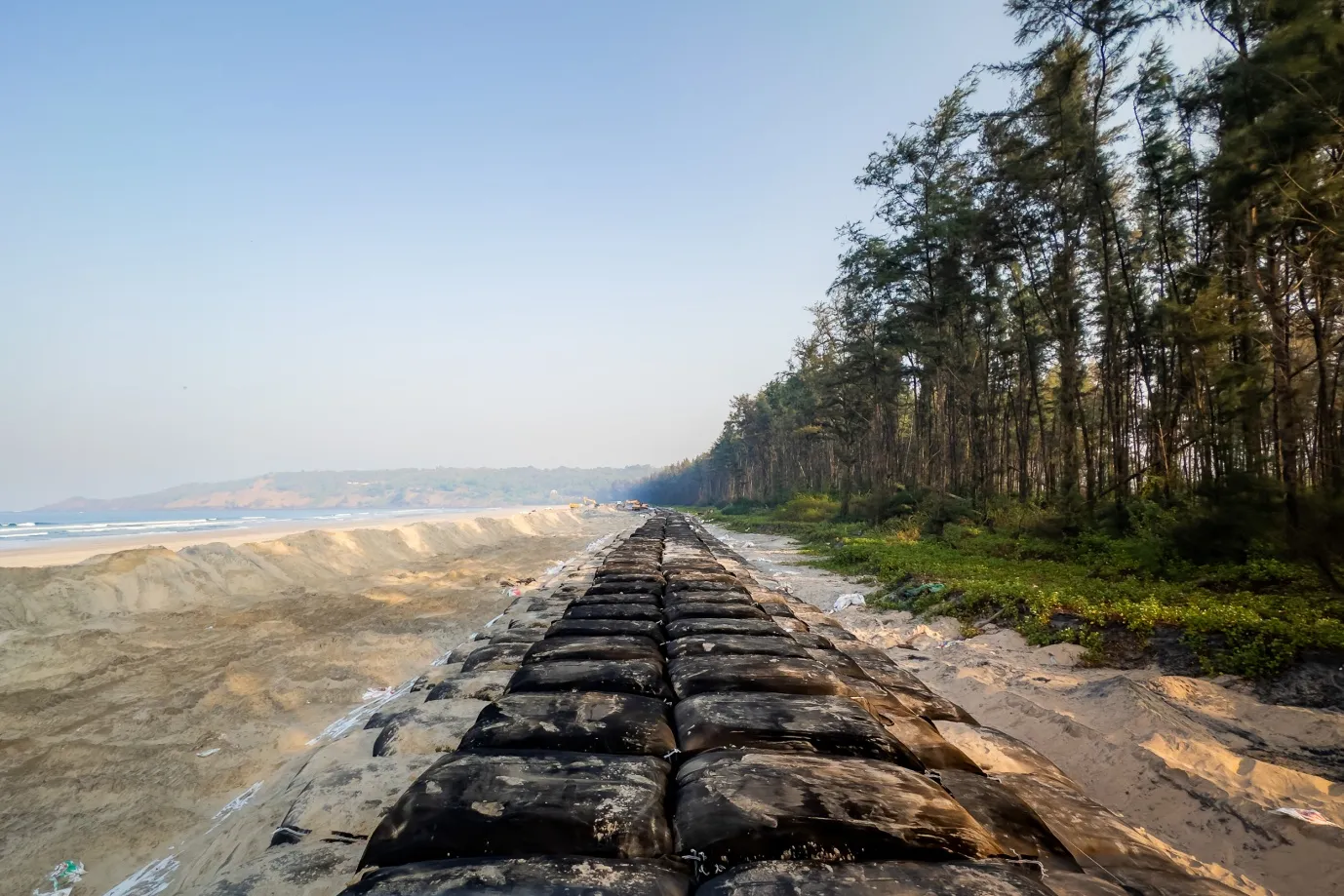 Coastal and Shoreline Protection - TechTube geotextile tube installed on beach