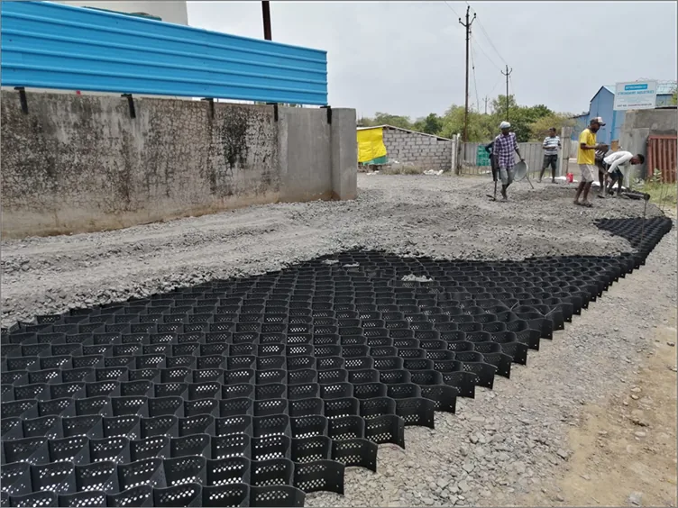 Improvement of Private Industrial Road using TechCell Geocell – Village Zharoli, Gujarat